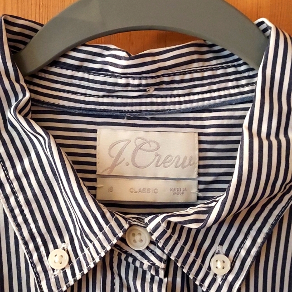 J Crew Womens Classic B/W Striped Buttonup Shirt 100% Cotton